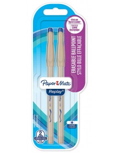 Papermate Replay Penne Cancelline 2pz Blu