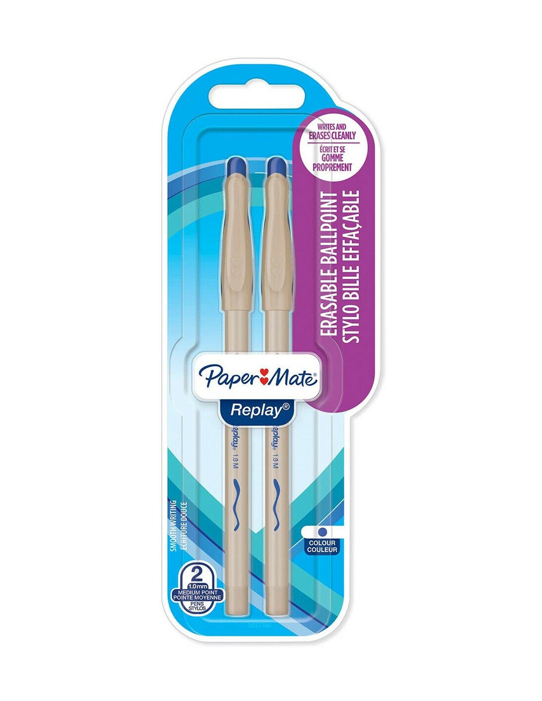 Papermate Replay Penne Cancelline 2pz Blu