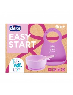 Chicco Set Pappa Easy Start Silicone 6m+ Rosa