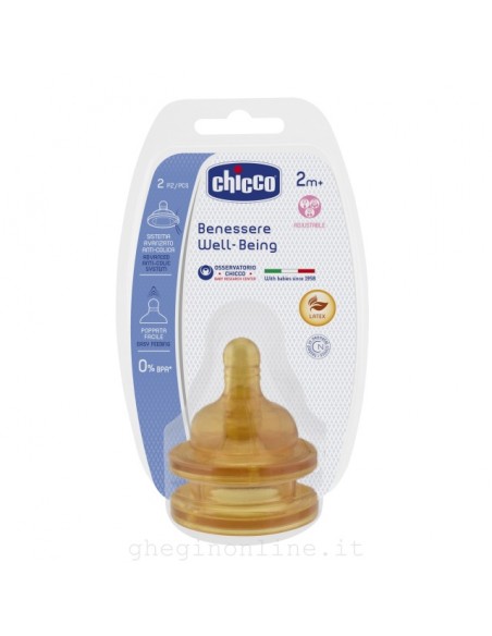 Chicco Tettarella Benessere 2m+ Flusso Regolabile 2pz Caucciù