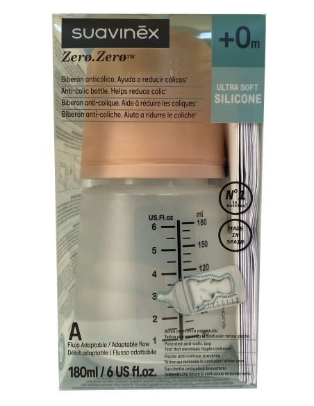 Suavinex Biberon Zero.Zero 0m+ 180ml Rosa