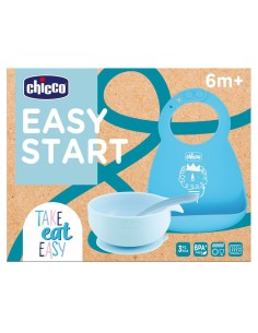 Chicco Set Pappa Easy Start Silicone 6m+ Azzurro