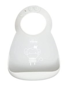 Chicco Bavaglino in Silicone con Tasca Grigio