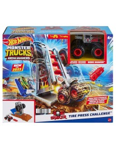 Hot Wheels Monster Trucks Arena Bone Shaker Tire Press Challenge