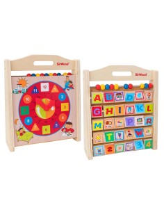 Multiattività in Legno Alfabetiere, Orologio e Abaco