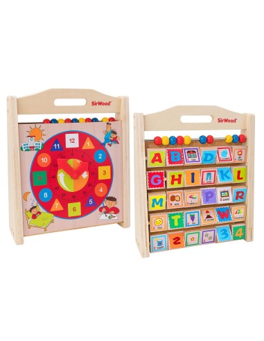 Multiattività in Legno Alfabetiere, Orologio e Abaco
