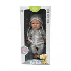 Bambola Piccolo Bebè in Scatola con Vestito Grigio